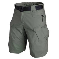 Men's Black Short Cargo Pants | Ripstop Nylon Relaxed Fit Multiple Pockets