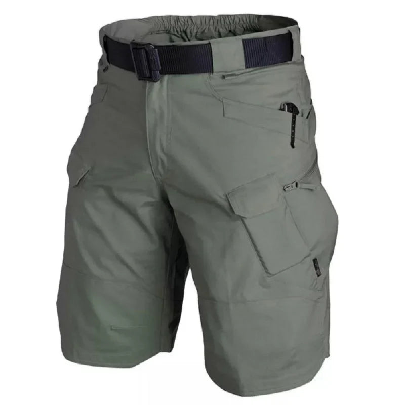 Men's Black Short Cargo Pants | Ripstop Nylon Relaxed Fit Multiple Pockets