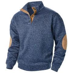 Men's Sweatshirt | V-Neck Knit Elbow Patch Relaxed Fit