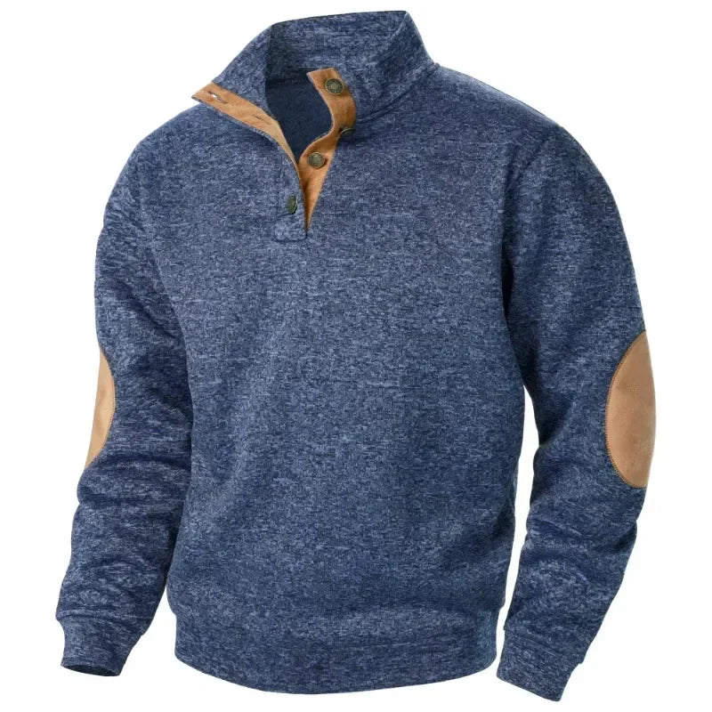 Men's Sweatshirt | V-Neck Knit Elbow Patch Relaxed Fit