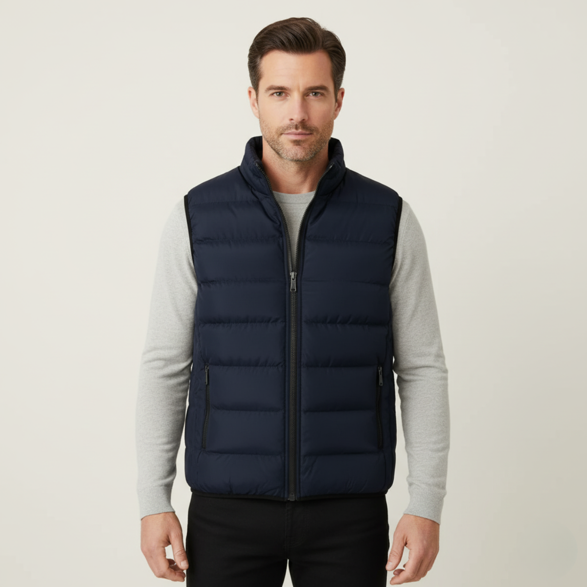 Men's No Sleeve Shirt | Stand Collar Quilted Puffer
