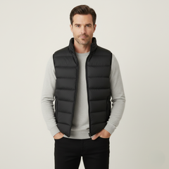 Men's No Sleeve Shirt | Stand Collar Quilted Puffer