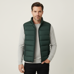 Men's No Sleeve Shirt | Stand Collar Quilted Puffer
