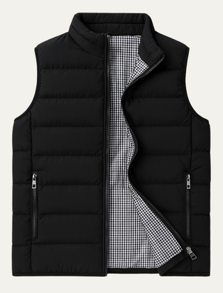 Men's No Sleeve Shirt | Stand Collar Quilted Puffer