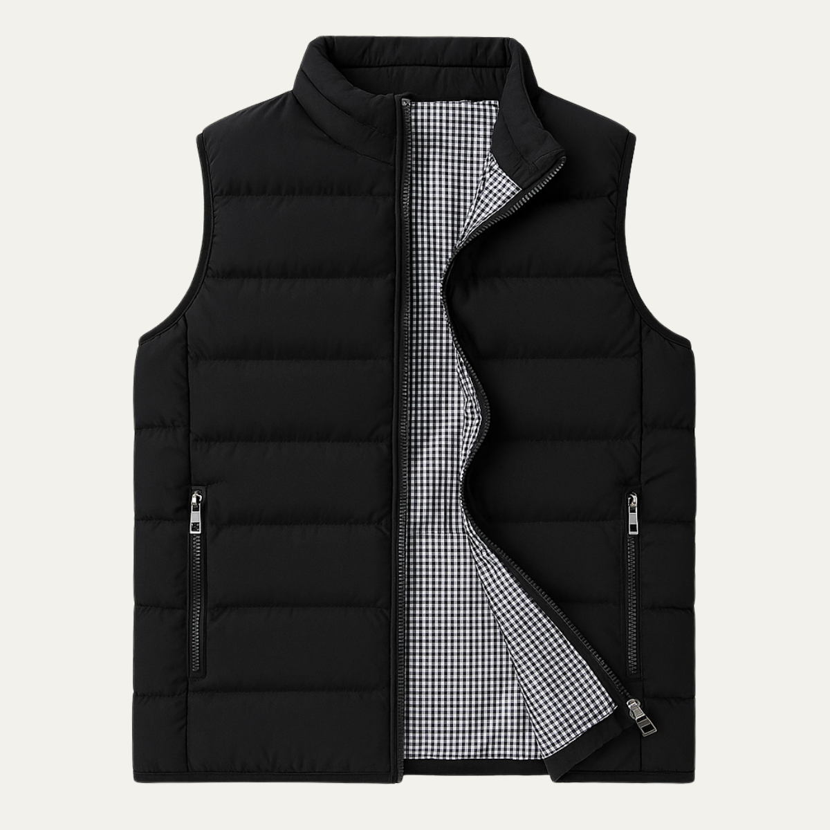 Men's No Sleeve Shirt | Stand Collar Quilted Puffer