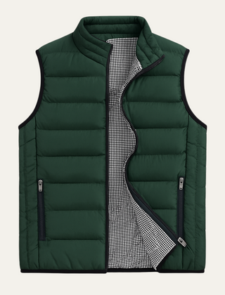 Men's No Sleeve Shirt | Stand Collar Quilted Puffer