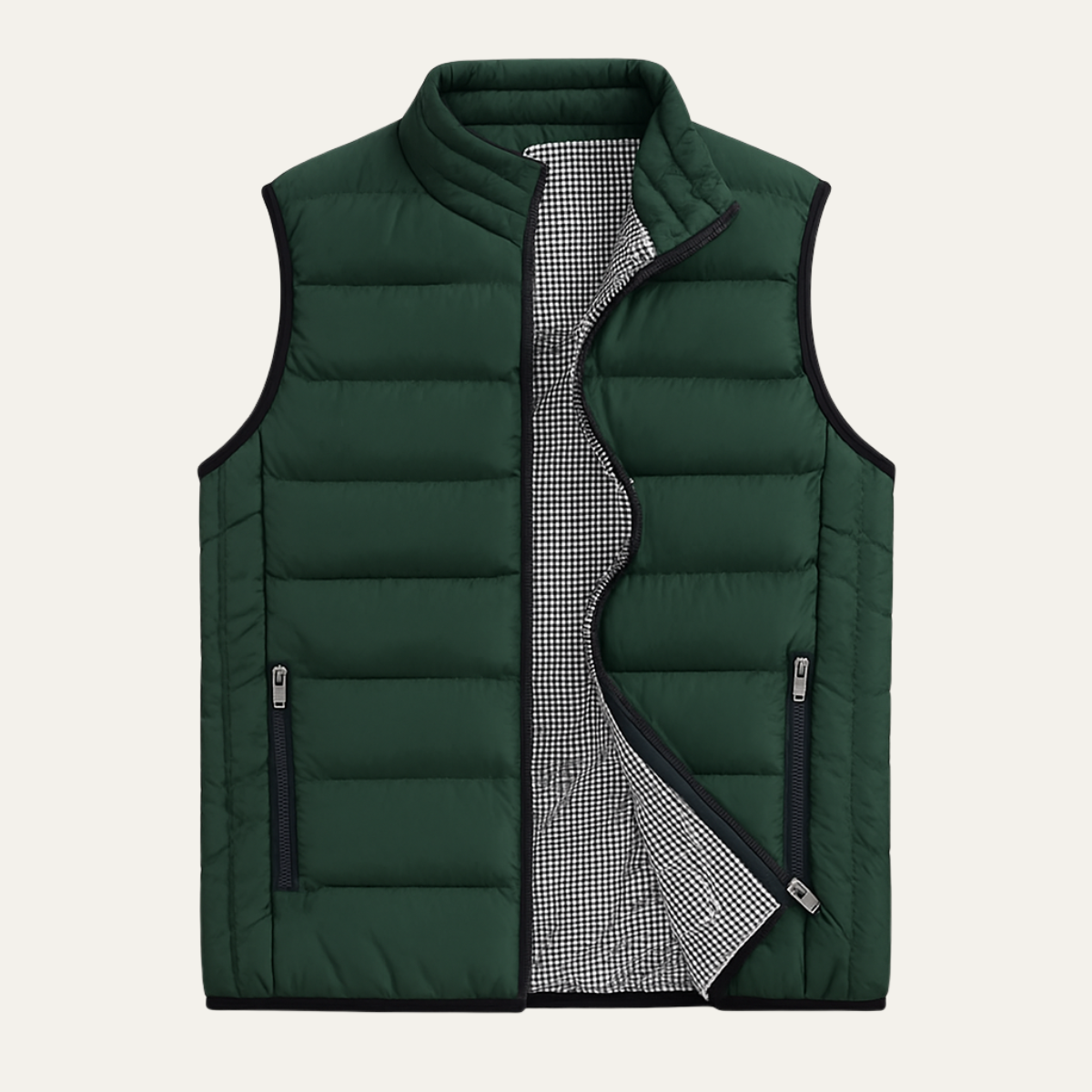 Men's No Sleeve Shirt | Stand Collar Quilted Puffer