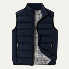 Men's No Sleeve Shirt | Stand Collar Quilted Puffer