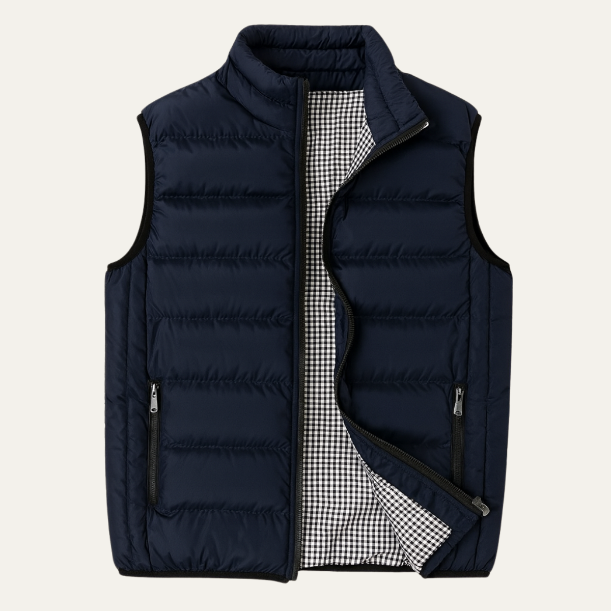 Men's No Sleeve Shirt | Stand Collar Quilted Puffer