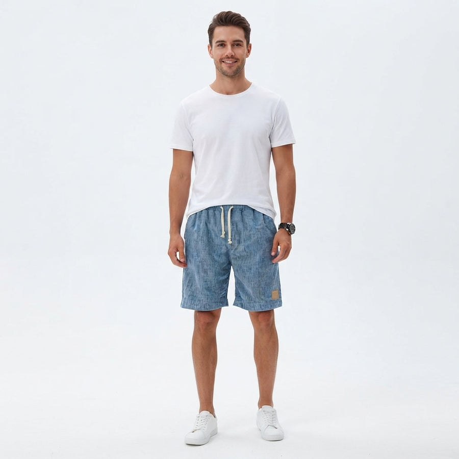 Men's Linen Shorts | Relaxed Fit Drawstring Denim