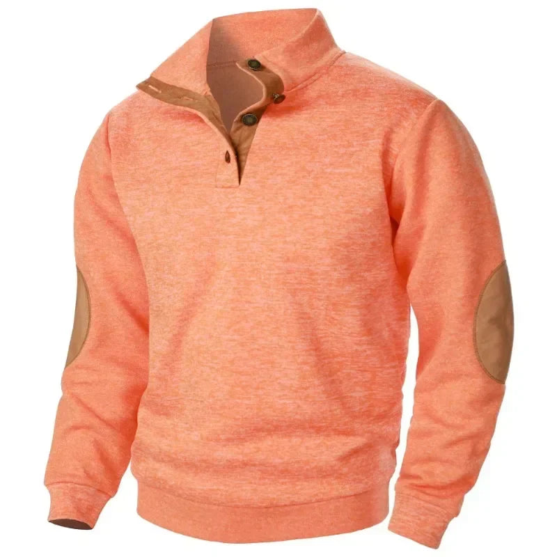 Men's Sweatshirt | V-Neck Knit Elbow Patch Relaxed Fit