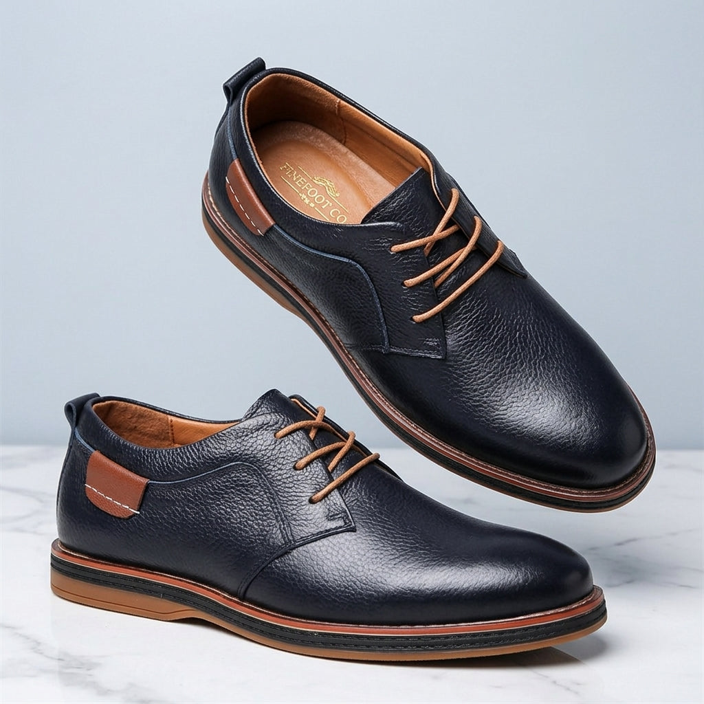 Men's Casual Shoe | Leather Lace-Up Oxford Rounded Toe