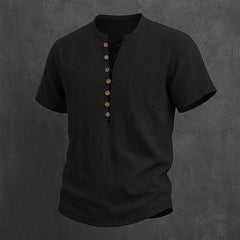 Men's Henley | Short Sleeve Linen Button Placket