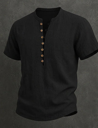 Men's Henley | Short Sleeve Linen Button Placket