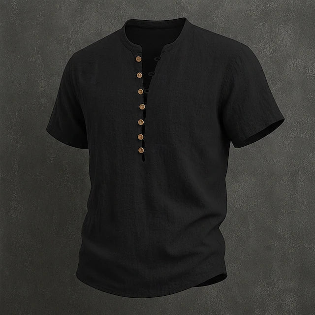 Men's Henley | Short Sleeve Linen Button Placket