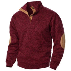 Men's Sweatshirt | V-Neck Knit Elbow Patch Relaxed Fit