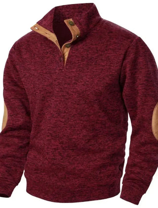 Men's Sweatshirt | V-Neck Knit Elbow Patch Relaxed Fit