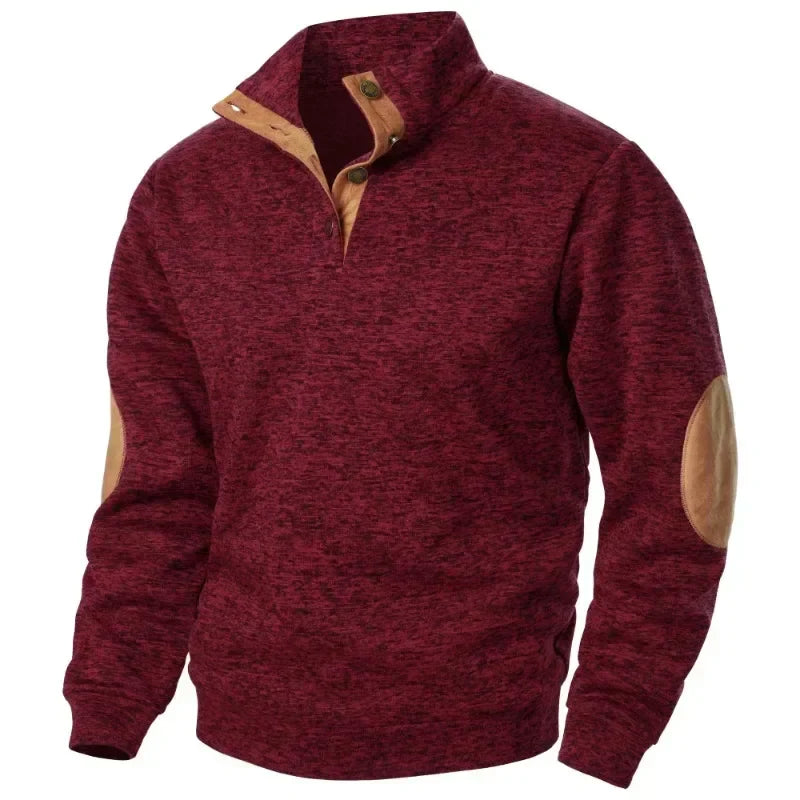 Men's Sweatshirt | V-Neck Knit Elbow Patch Relaxed Fit