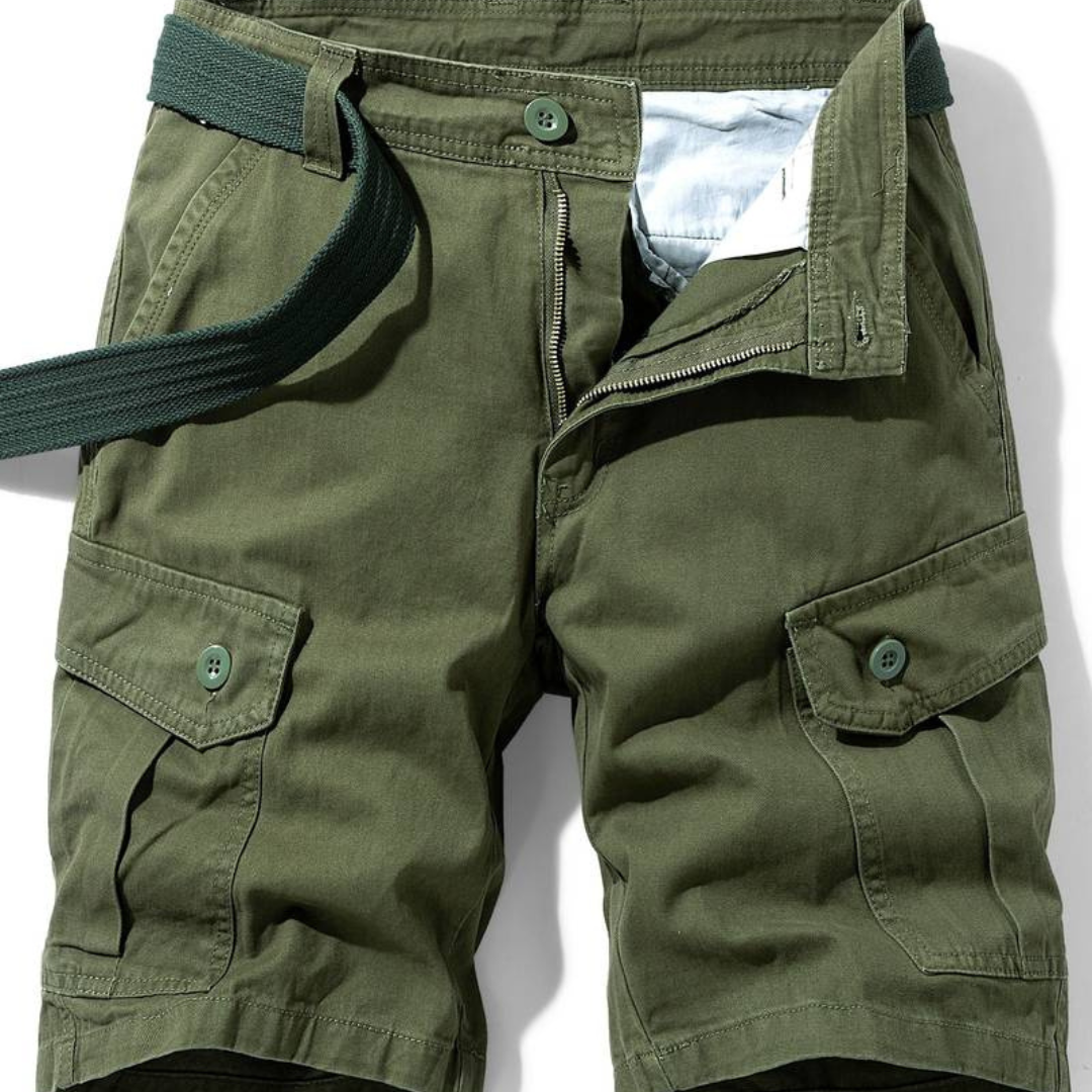 Men's Black Short Cargo Pants | Relaxed Fit Cargo Shorts Multi-Pocket Denim