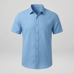 Men's Linen Shirt | Short Sleeve Collar Button Closure