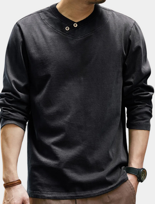 Men's T Shirt | V-Neck Long Sleeve Knit