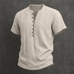Men's Henley | Short Sleeve Linen Button Placket