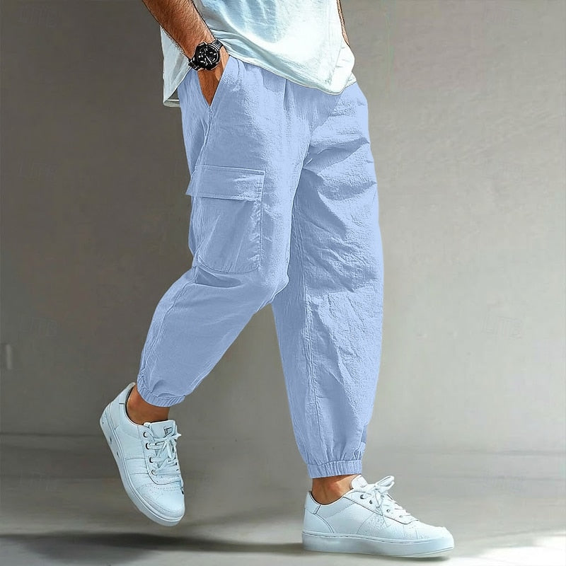 Men's Cargo Pants | Relaxed Fit Elastic Waist Cargo Pockets