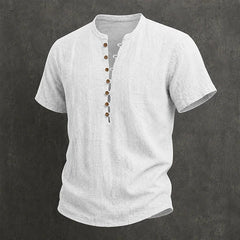 Men's Henley | Short Sleeve Linen Button Placket
