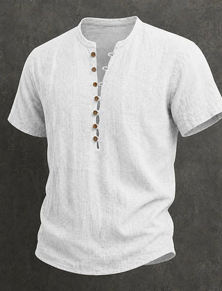 Men's Henley | Short Sleeve Linen Button Placket