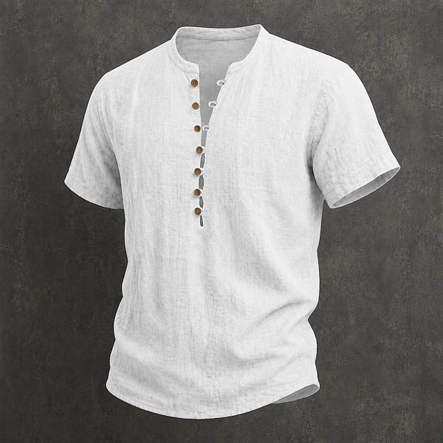 Men's Henley | Short Sleeve Linen Button Placket