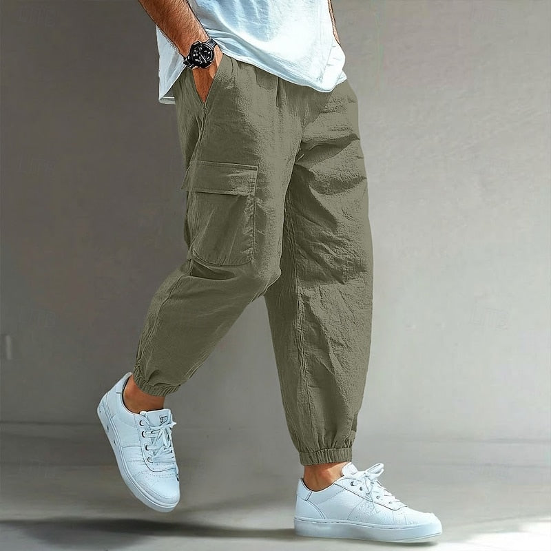 Men's Cargo Pants | Relaxed Fit Elastic Waist Cargo Pockets