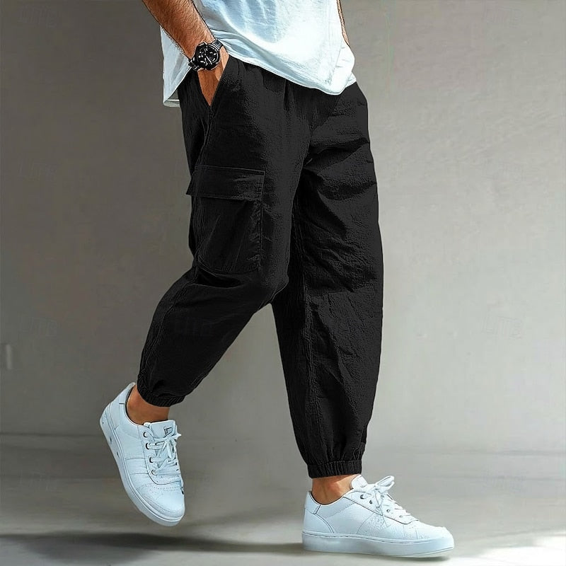 Men's Cargo Pants | Relaxed Fit Elastic Waist Cargo Pockets