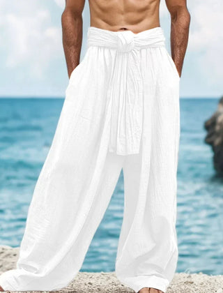 Men's Linen Pants | Relaxed Fit Elastic Waist Lightweight