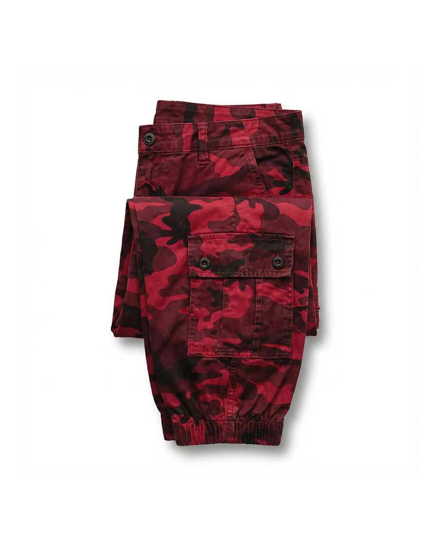 Men's Camo Pants | Cargo Pockets Jogging Cuff Denim
