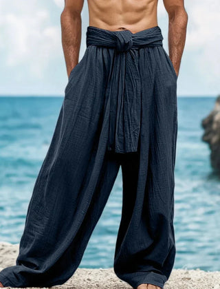 Men's Linen Pants | Relaxed Fit Elastic Waist Lightweight