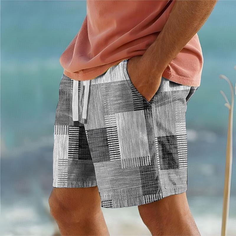 Men's Board Shorts | Patchwork Mid-Waist Drawstring