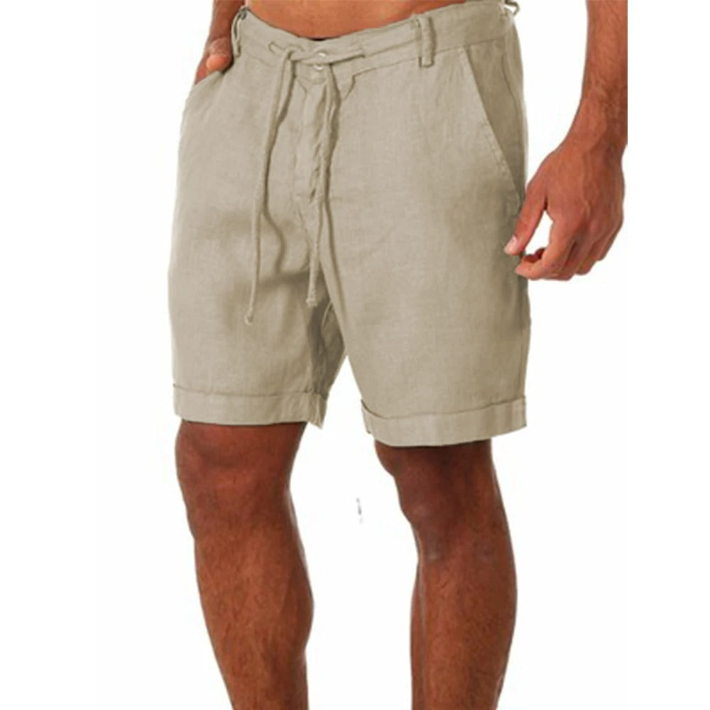 Men's Linen Shorts | Relaxed Fit Drawstring Rolled Hem