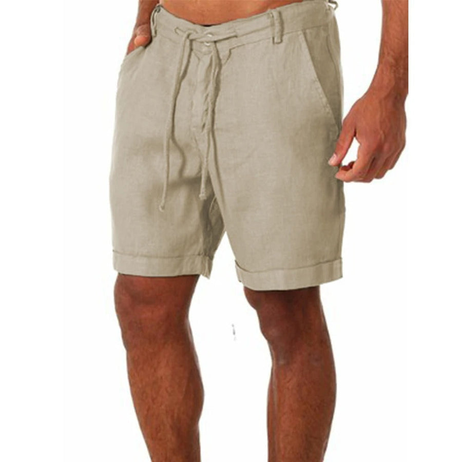 Men's Linen Shorts | Relaxed Fit Drawstring Rolled Hem