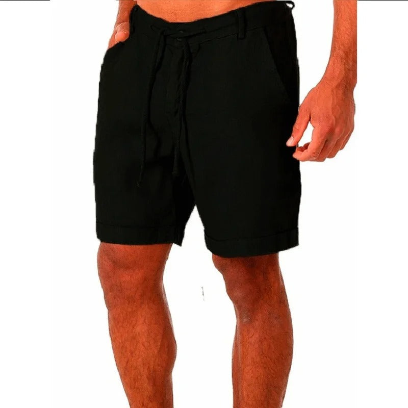 Men's Linen Shorts | Relaxed Fit Drawstring Rolled Hem