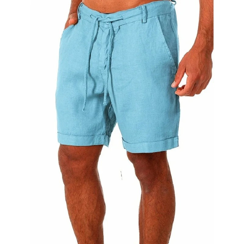 Men's Linen Shorts | Relaxed Fit Drawstring Rolled Hem
