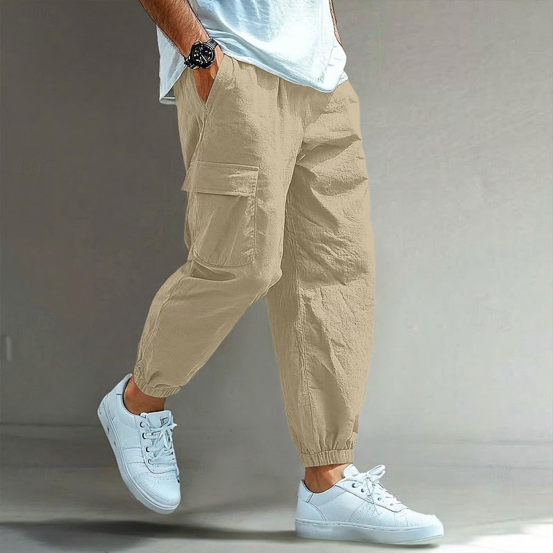 Men's Cargo Pants | Relaxed Fit Elastic Waist Cargo Pockets