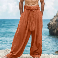 Men's Linen Pants | Relaxed Fit Elastic Waist Lightweight