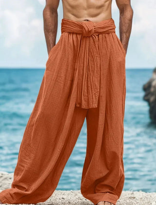 Men's Linen Pants | Relaxed Fit Elastic Waist Lightweight